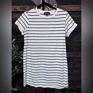 Lulu's White Tee Dress with Black Stripes